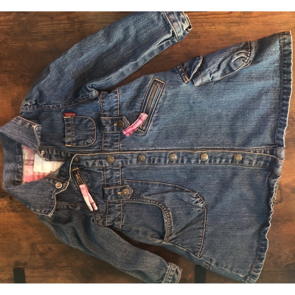 Guess Baby Denim Dress, Size 18 Months Pink Flannel Accent Bows